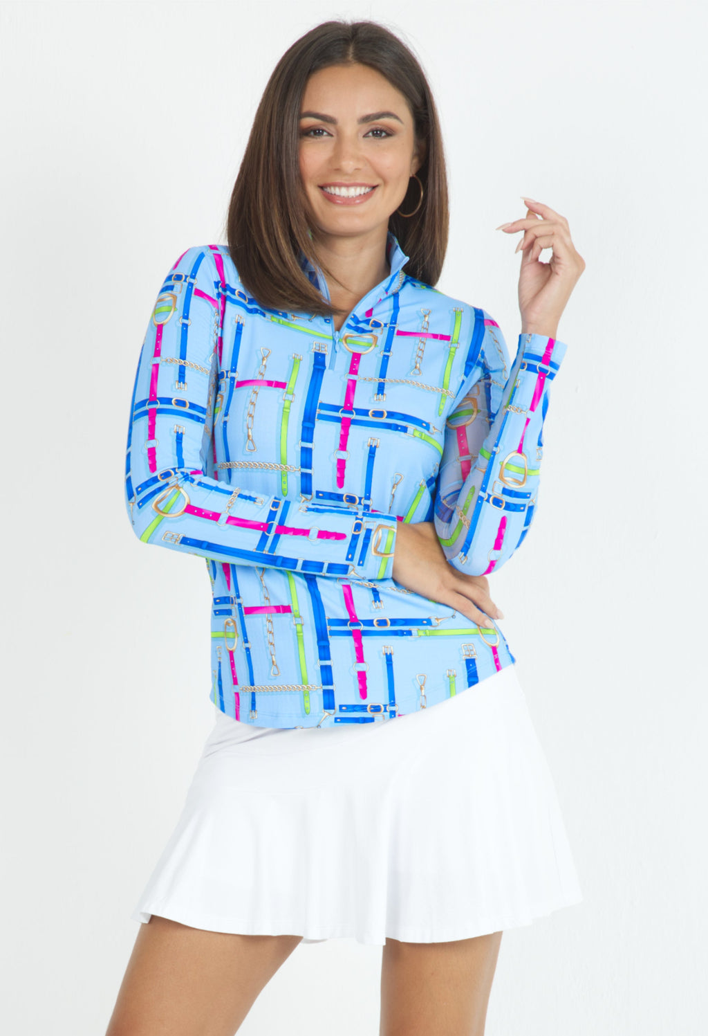 Nancy Print Long Sleeve Mock Neck Top ¨C 10763