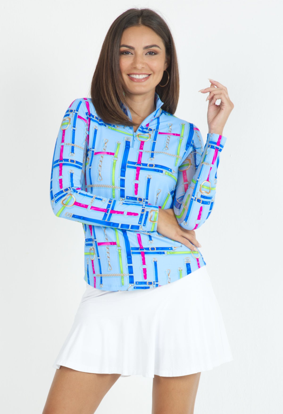 Nancy Print Long Sleeve Mock Neck Top ¨C 10763