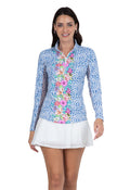 Carrie Print Long Sleeve Mock Neck Top ¨C 10872