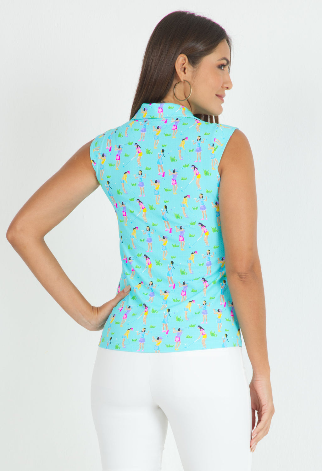 Girls Golf Print Sleeveless Polo ¨C 14764