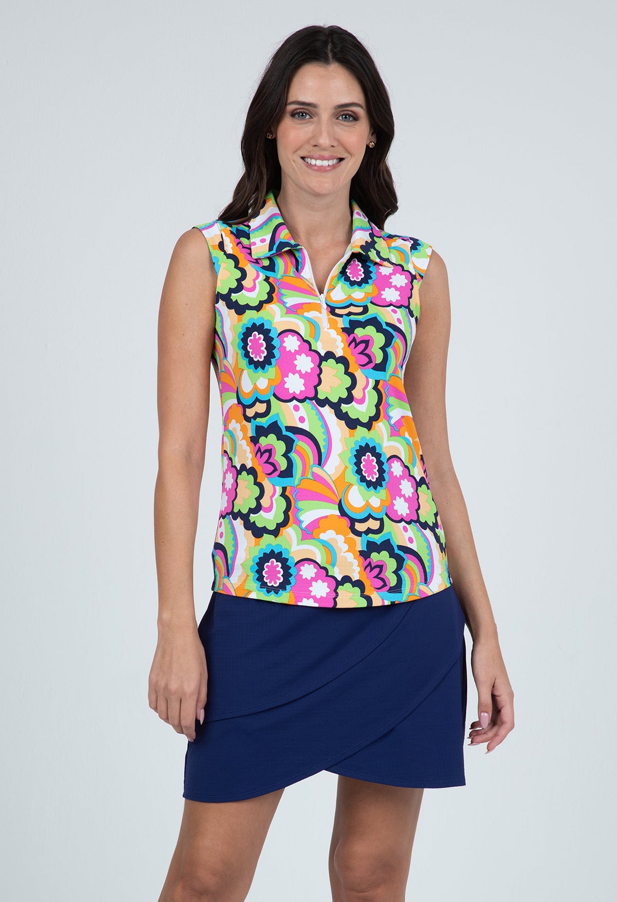 Yolanda Print Sleeveless Polo ¨C 14873